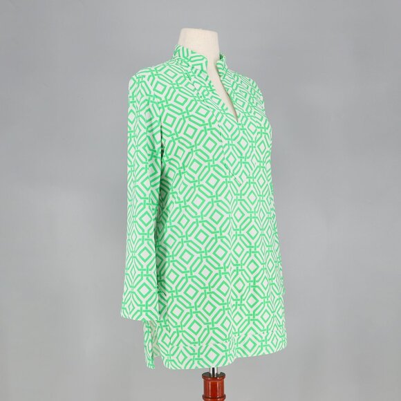 JUDE CONNALLY Chris Top Tunic Top Jude Cloth Green Geo Print Size L - Picture 2 of 6